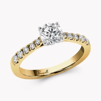 Celestial 0.70ct Diamond Solitaire Ring - 2.2mm Width in 18ct Yellow Gold and Platinum