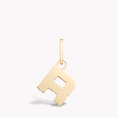 Letter R Pendant Charm in 18ct Yellow Gold