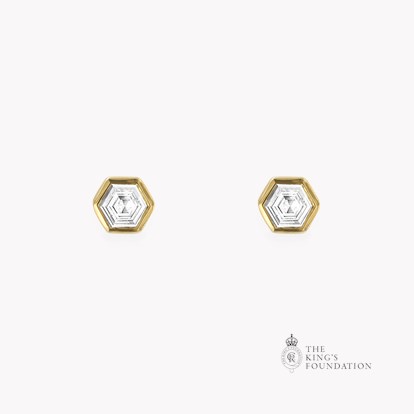 Honeycomb Diamond Solitaire Earrings 1.06ct in 18ct Yellow Gold
