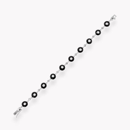 Art Deco 2.10ct Old Cut Diamond and Onyx Link Bracelet in Platinum