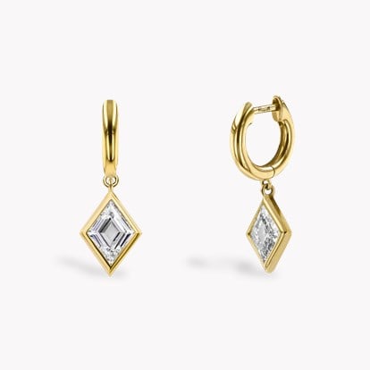 Lozenge Cut 1.27ct Diamond Drop Earrings in 18ct Yellow Gold