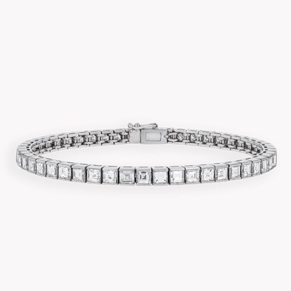 Art Deco carré cut diamond line bracelet 11.00ct in 18ct White Gold