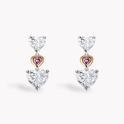 Masterpiece 2.23ct Heartshape Diamond Drop Earrings in Platinum and 18ct Rose Gold