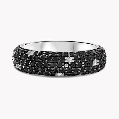 Black and White Diamond Midnight Dress Ring in 18ct White Gold