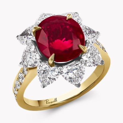 Burmese Ruby Ring 4.12ct in Platinum & 18ct Yellow Gold