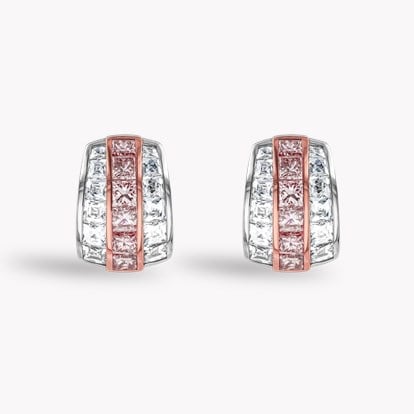 Manhattan 2.25ct Diamond and Pink Diamond Earrings in Platinum and 18ct Rose Gold