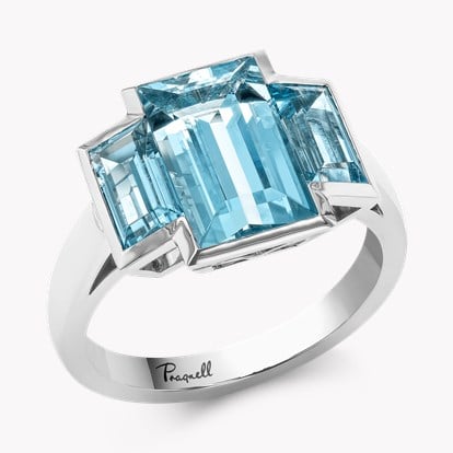 Kingdom 3.45ct Aquamarine Three Stone Ring in Platinum