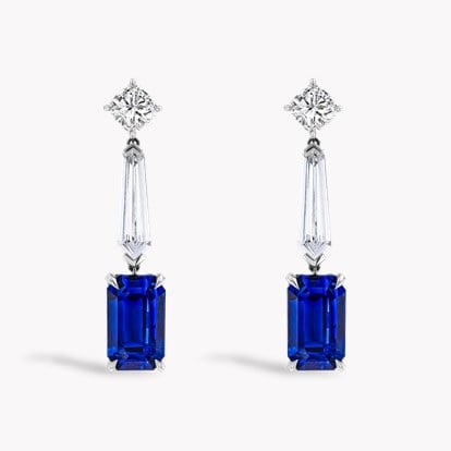 Masterpiece 13.37ct Sri Lankan Sapphire and Diamond Drop Earrings in 18ct White Gold