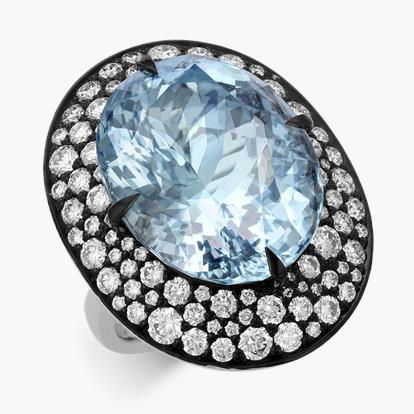 Snowstorm 21.08ct Aquamarine and Diamond Cocktail Ring in 18ct White Gold