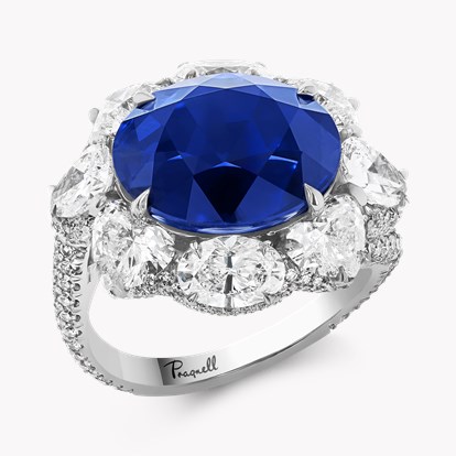 Masterpiece 9.17ct Sri Lankan Royal Blue Sapphire and Diamond Ring in 18ct White Gold