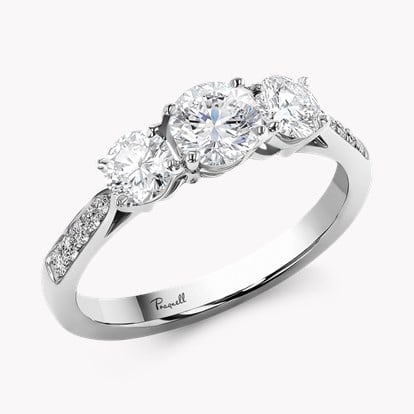 Duchess 0.60ct Diamond Three Stone Ring - 2.2mm Width in Platinum