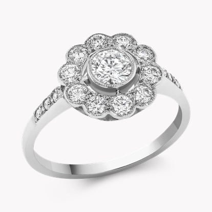 Brilliant Cut 0.80ct Diamond Cluster Ring in Platinum