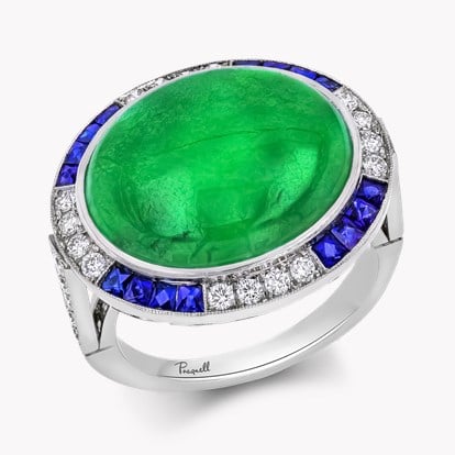 Cabochon Jadeite Ring 0.69ct in Platinum