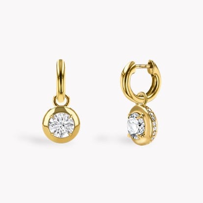 Skimming Stone 0.76ct Diamond Drop Hoop Earrings in 18ct Yellow Gold