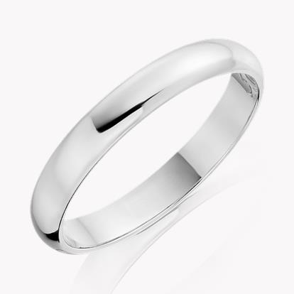 Classic 3mm D-Shape Wedding Ring in Platinum