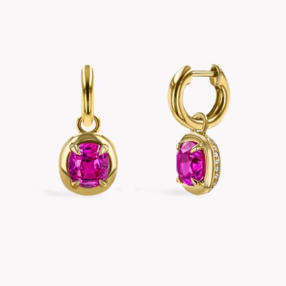 Masterpiece Skimming Stone 2.12ct Pink Sapphire Earrings in 18ct Yellow Gold