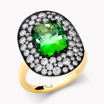 Snowstorm 4.85ct Green Tourmaline and Diamond Cocktail Ring in 18ct Yellow & White Gold