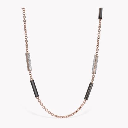 Valenza Diamond and Onyx Necklace 2.47ct in Rose Gold