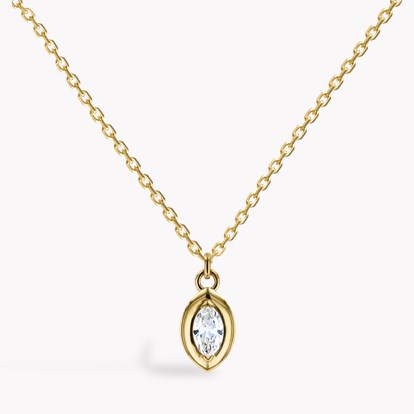 Skimming Stone 0.55ct Marquise Diamond Pendant in 18ct Yellow Gold
