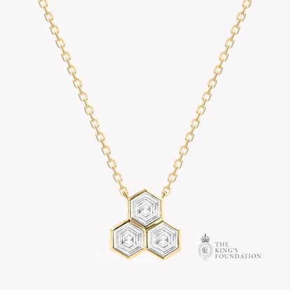 Honeycomb 0.54ct Diamond Trilogy Pendant in 18ct Yellow Gold