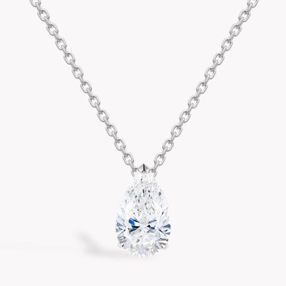 Pear Shaped Diamond Pendant 1.80ct in 18ct White Gold