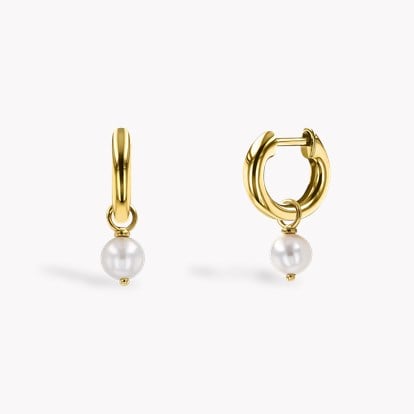 Akoya Pearl Hoop Earrings in 18ct Yellow Gold 