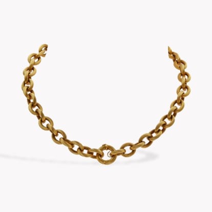 Retro Gold Textured Cable Link Convertible Necklace in 18ct Yellow Gold