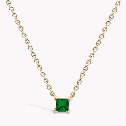 RockChic Emerald Solitaire Necklace 0.36ct in 18ct Yellow Gold