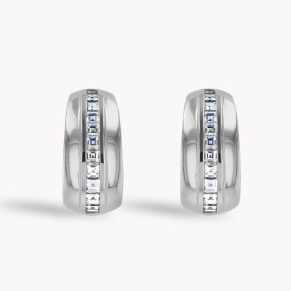 Manhattan 0.49ct Single Row Diamond Huggie Earrings in 18ct White Gold