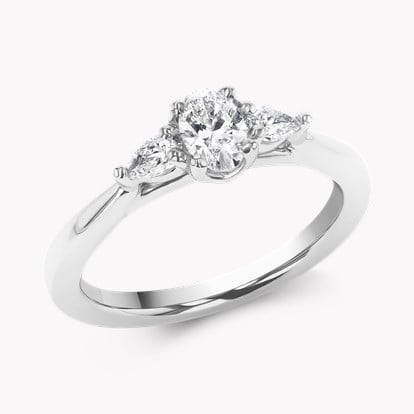 Classic 0.31ct Oval and Pearshape Diamond Three Stone Ring in Platinum