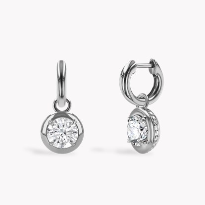 Skimming Stone 2.24ct Diamond Drop Hoop Earrings in 18ct White Gold