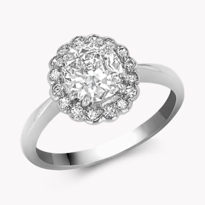 Cushion Cut 1.20ct Diamond Cluster Ring in Platinum