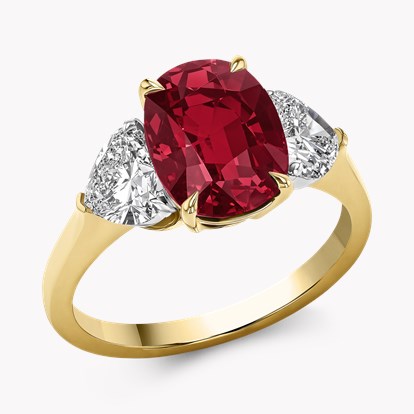Mozambique Oval Cut Ruby Ring 4.02ct in 18ct Yellow Gold