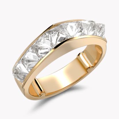 RockChic 2.71ct Peaked Inverted Princess Cut Diamond Seven Stone Ring in 18ct Yellow Gold