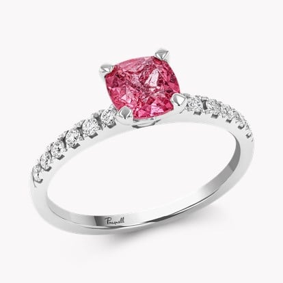 Pink Tourmaline and Diamond Ring 1.21ct in White Gold