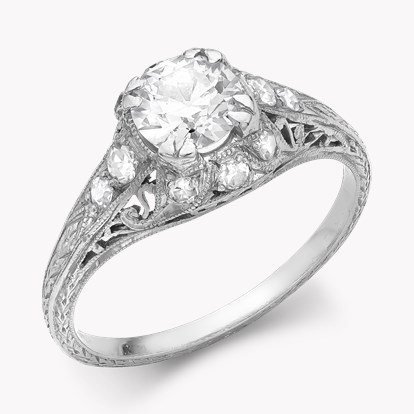 Edwardian 0.64ct Diamond Engraved Edging Ring 0.64ct in Platinum