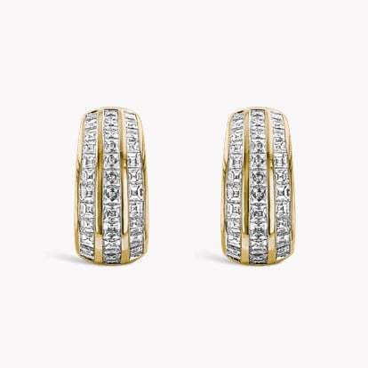 Manhattan 1.36ct Three Row Huggie Earrings in 18ct Yellow Gold