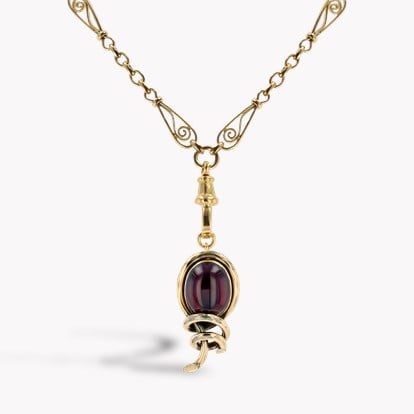 Edwardian Cabochon Garnet Clip Pendant  in 18ct Yellow Gold