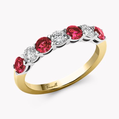 Diamond and Ruby Eternity Ring in 18ct Yellow and White Gold