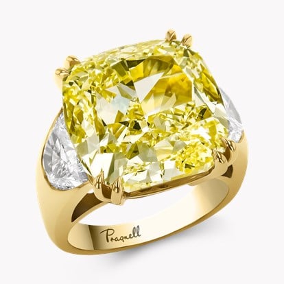 Masterpiece Cushion Cut 20.23ct Kimberley Fancy Yellow Diamond Ring in 18ct Yellow Gold