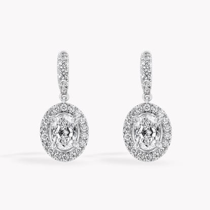 Celestial 1.00ct Oval Cut Diamond Drop Earrings in Platinum