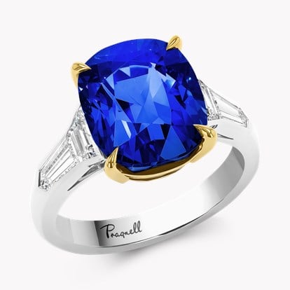 Cushion Cut 8.00ct Kashmir Sapphire and Diamond Ring in 18ct White Gold