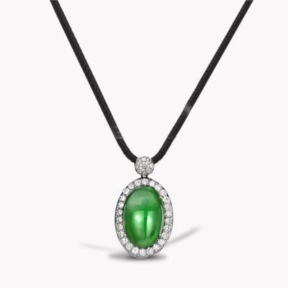 Jadeite and Diamond Pendant 12.44ct in 18ct White Gold