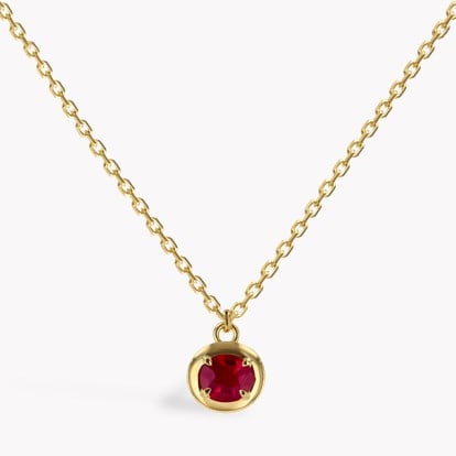 Skimming Stone 1.22ct Ruby and Diamond Pendant in 18ct Yellow Gold