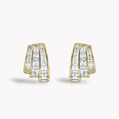 Manhattan 2.16ct Three Row Fan Diamond Earrings in 18ct Yellow Gold