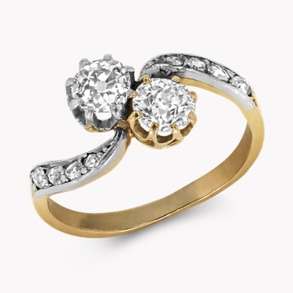 Old European Cut 0.80ct Diamond Toi Et Moi Ring in 18ct Yellow Gold