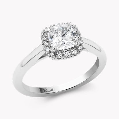 Cushion Cut 1.01ct Diamond Cluster Ring in Platinum