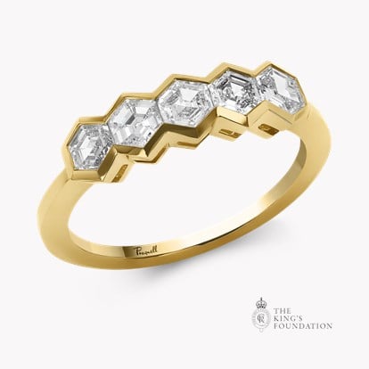 Honeycomb 0.88ct Diamond Five Stone Ring in 18ct Yellow Gold