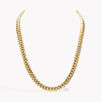 Fusion Long Polished Curb Link Necklace in 18ct Yellow Gold