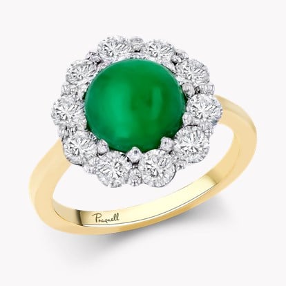 Cabochon Jadeite and Diamond Ring 2.34ct in 18ct Yellow Gold